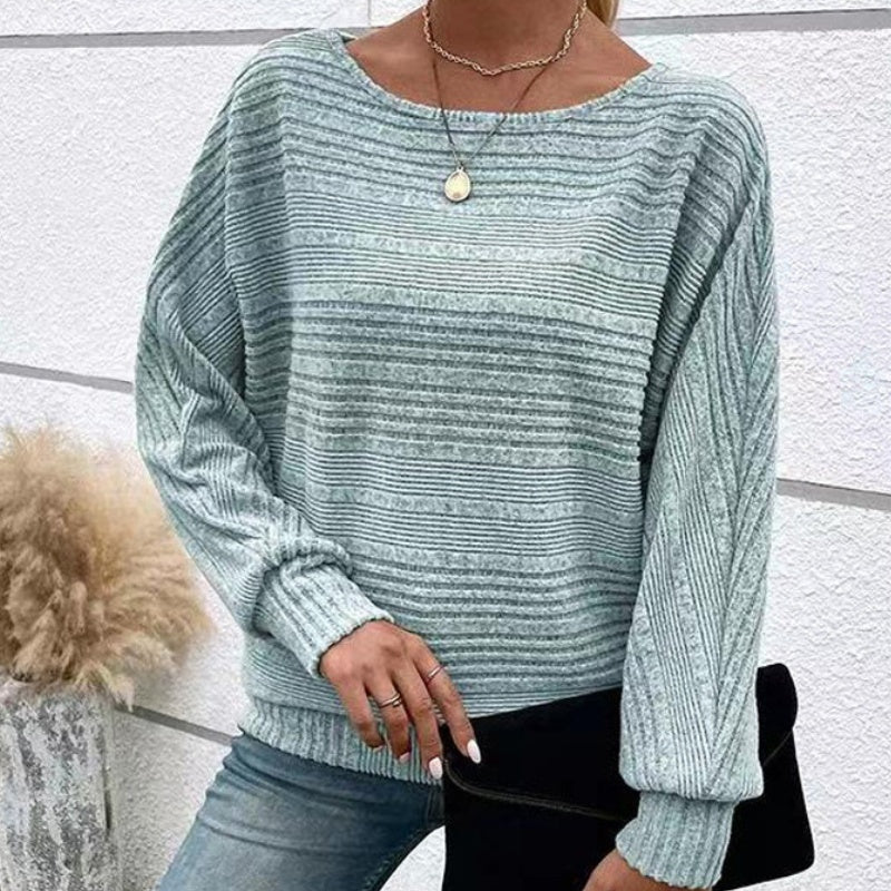 🌹Soldes d'automne - 49 % de réduction🌹Haut rayé à col rond et manches longues