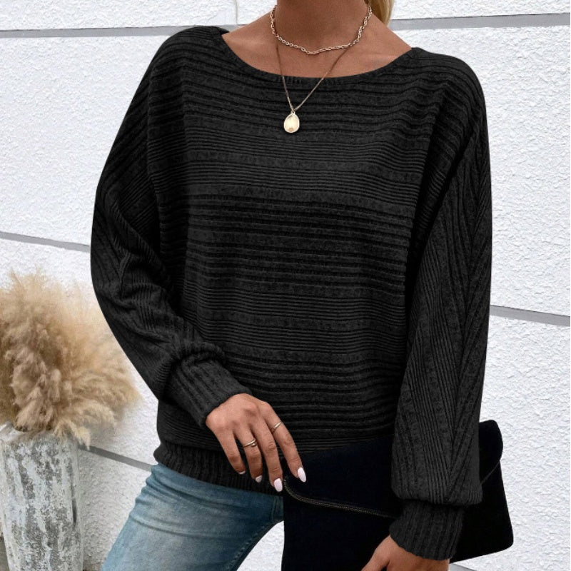🌹Soldes d'automne - 49 % de réduction🌹Haut rayé à col rond et manches longues