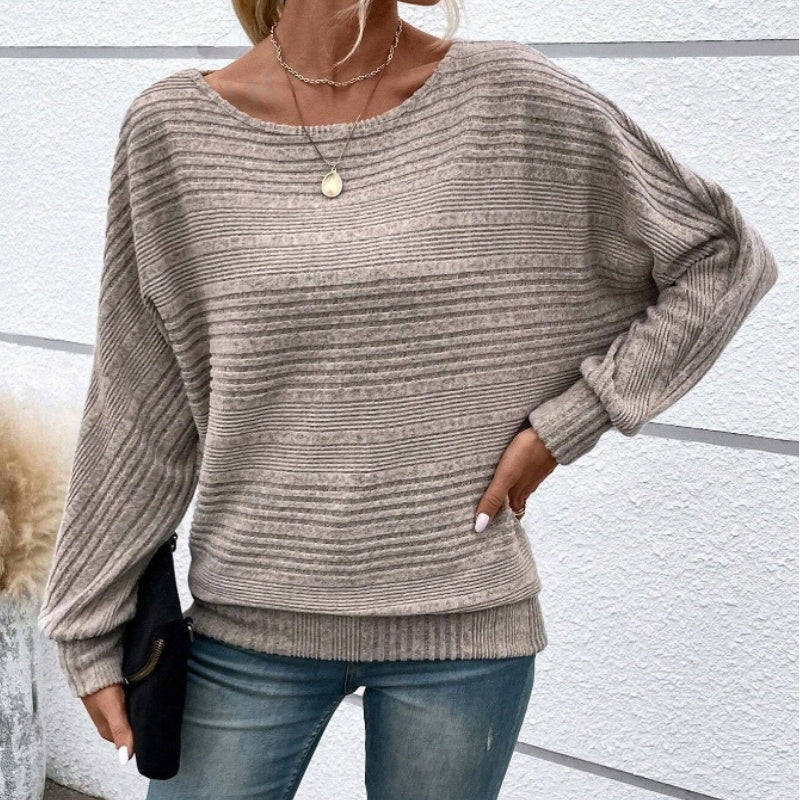 🌹Soldes d'automne - 49 % de réduction🌹Haut rayé à col rond et manches longues