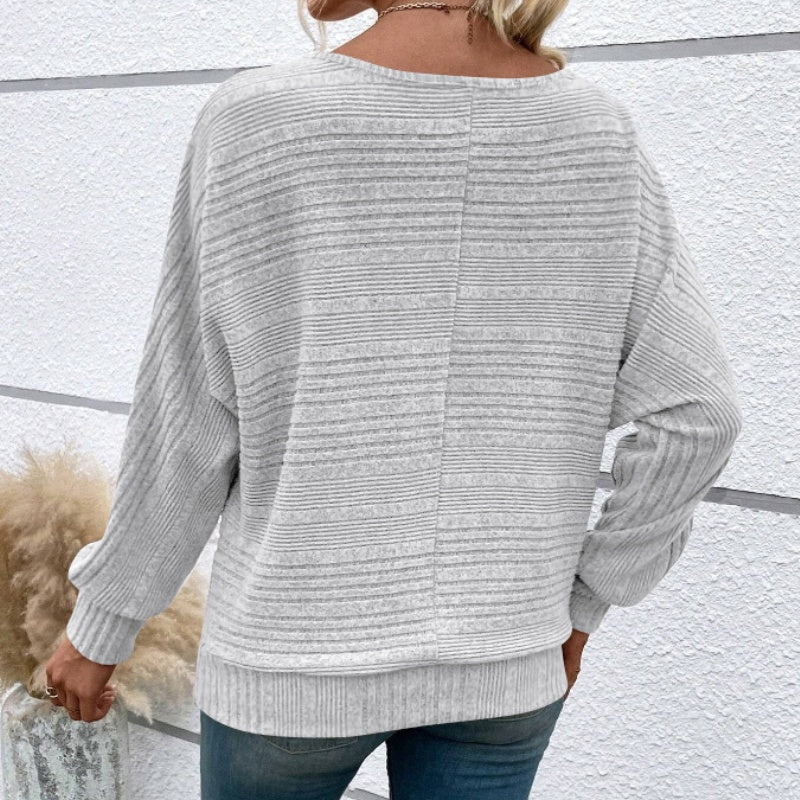 🌹Soldes d'automne - 49 % de réduction🌹Haut rayé à col rond et manches longues