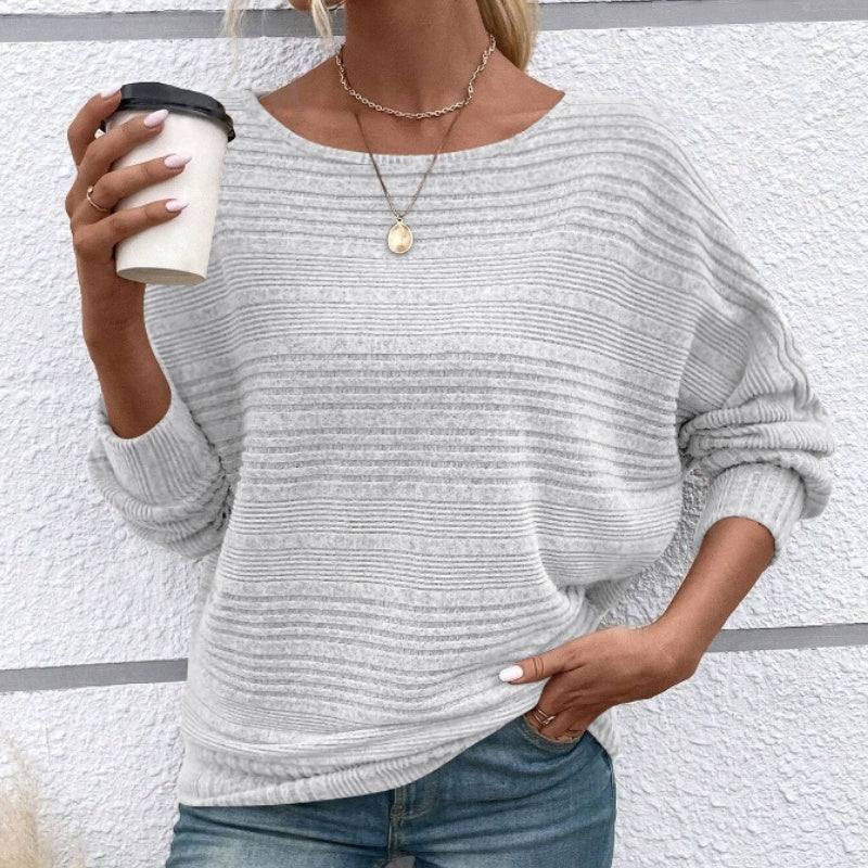🌹Soldes d'automne - 49 % de réduction🌹Haut rayé à col rond et manches longues