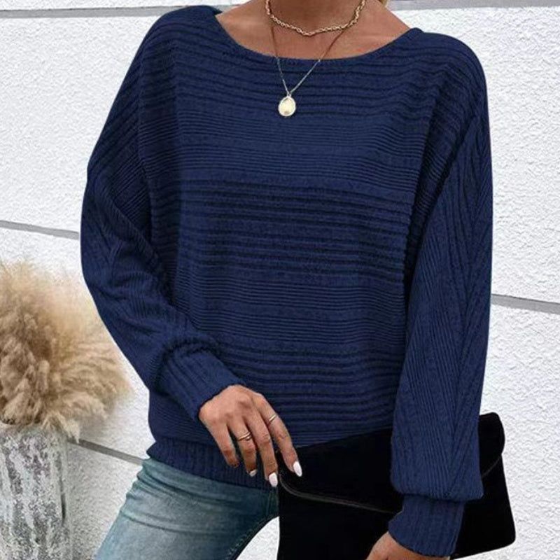 🌹Soldes d'automne - 49 % de réduction🌹Haut rayé à col rond et manches longues