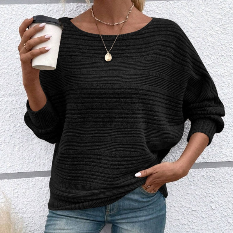 🌹Soldes d'automne - 49 % de réduction🌹Haut rayé à col rond et manches longues