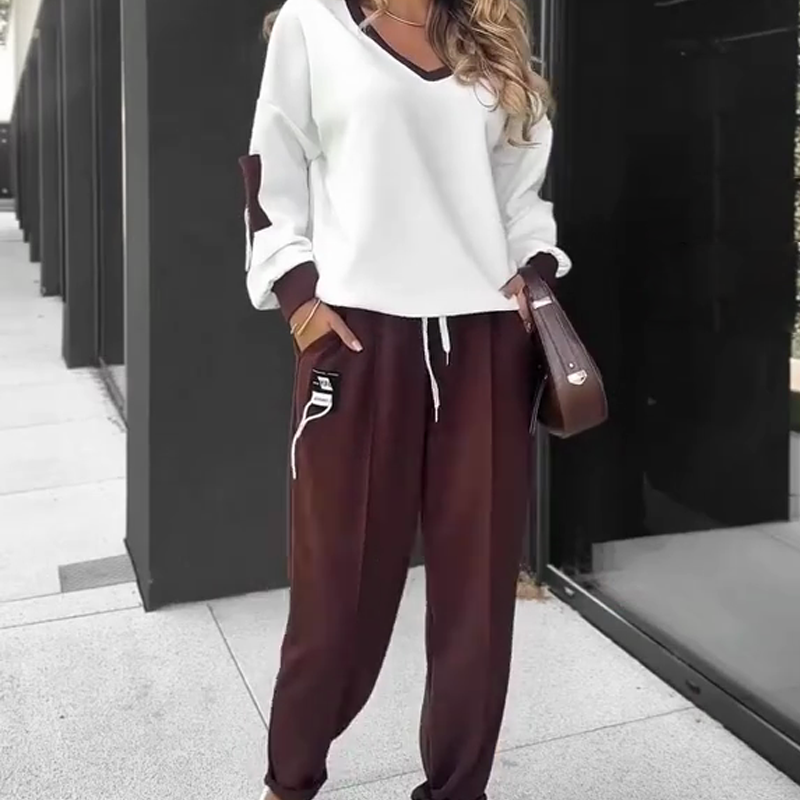 🎉LIVRAISON GRATUITE🎉 Ensemble sweat à capuche et pantalon de jogging à blocs de couleurs