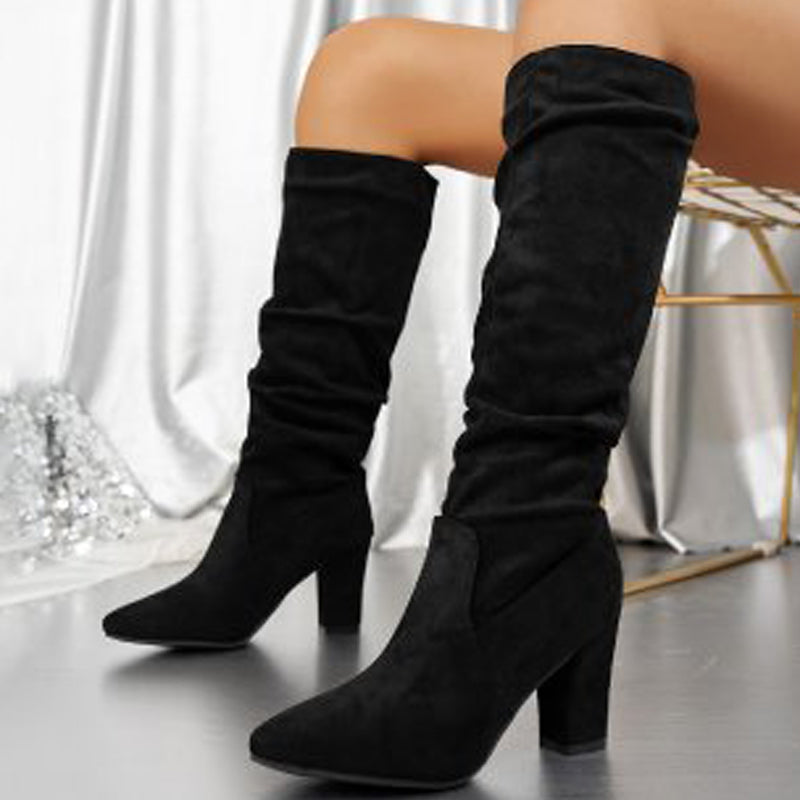 💥Nouveautés Offre spéciale-Bottes à talons hauts unies élégantes pour femmes