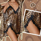 🔥Pyjamas les plus vendus-Ensemble de peignoir et nuisette imprimé léopard sexy