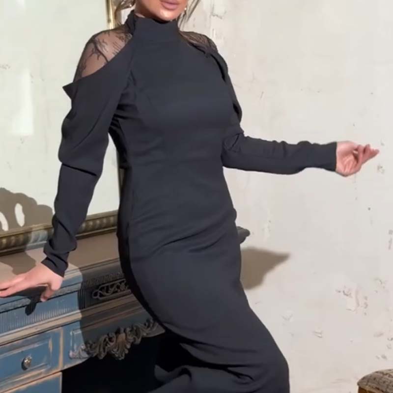 👗 Robe élégante à col montant pour femme