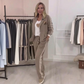 Ensemble 2 pièces blazer et pantalon à rayures latérales tendance