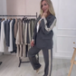 Ensemble 2 pièces blazer et pantalon à rayures latérales tendance