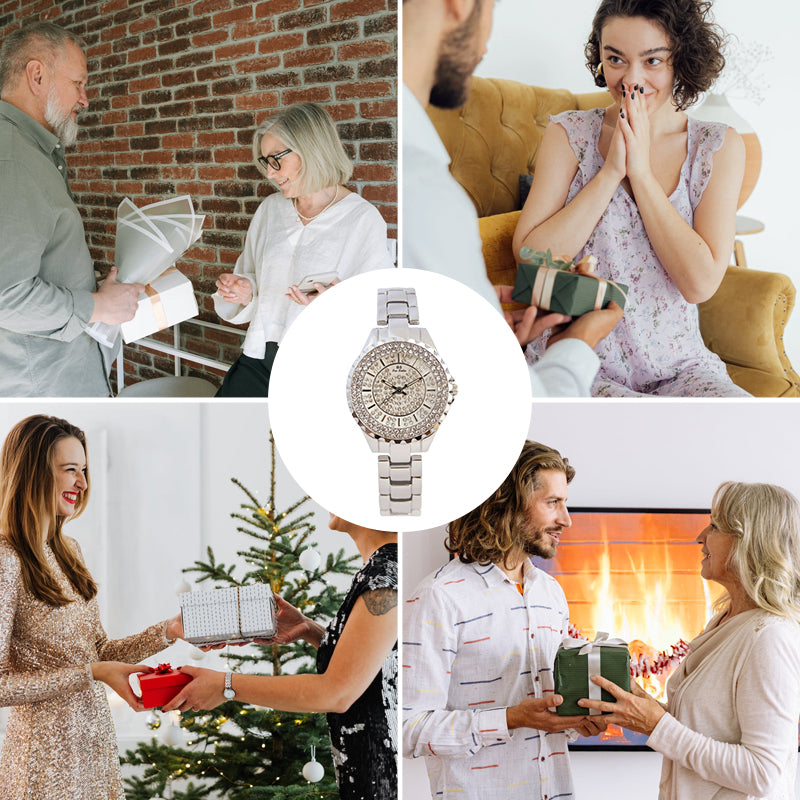 Montre de Luxe Incrustée de Diamants Synthétiques pour Femme