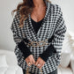 Poncho ouvert à motif pied-de-poule pour femme