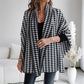 Poncho ouvert à motif pied-de-poule pour femme