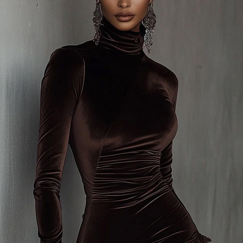 Vestido elegante assimétrico com acabamento em renda para mulher | Conforto coordenado