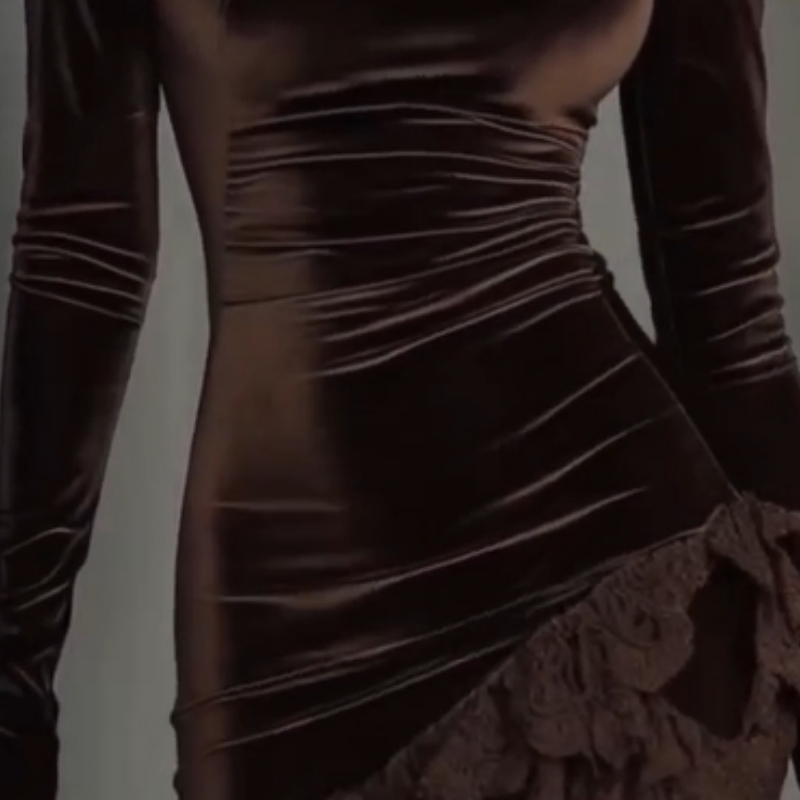 Vestido elegante assimétrico com acabamento em renda para mulher | Conforto coordenado