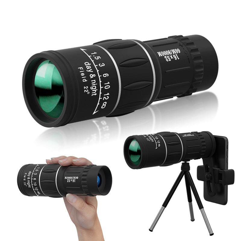 Telescópio monocular profissional de alta potência, alta definição e baixa luminosidade, 16X52