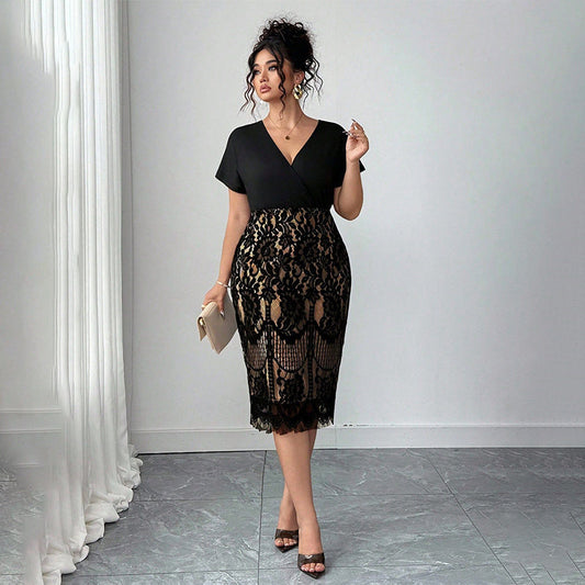 Vestido casual feminino com decote em V