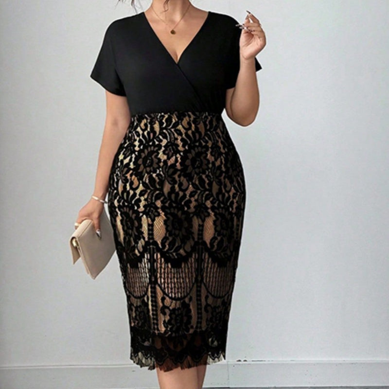 Vestido casual feminino com decote em V