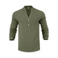 Camiseta Henley casual de outono para homem
