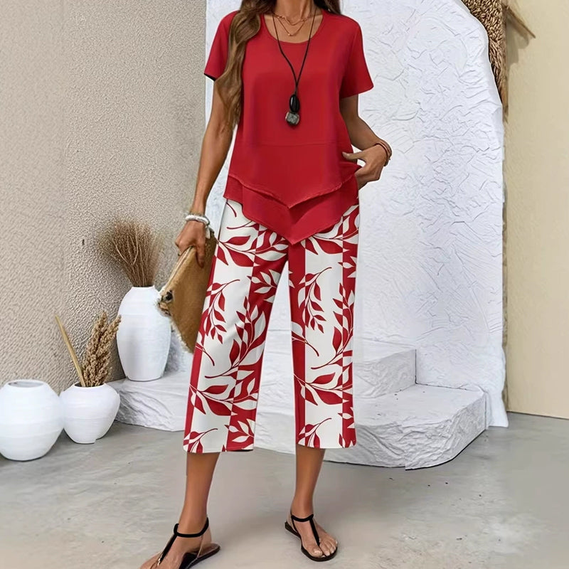 ✨50 % de desconto 💙 Conjunto casual composto por uma blusa comprida com gola redonda e calças largas