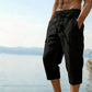 👖Calças capri cargo para homem em mistura de linho🌬️ Leves, respiráveis e concebidas para o conforto