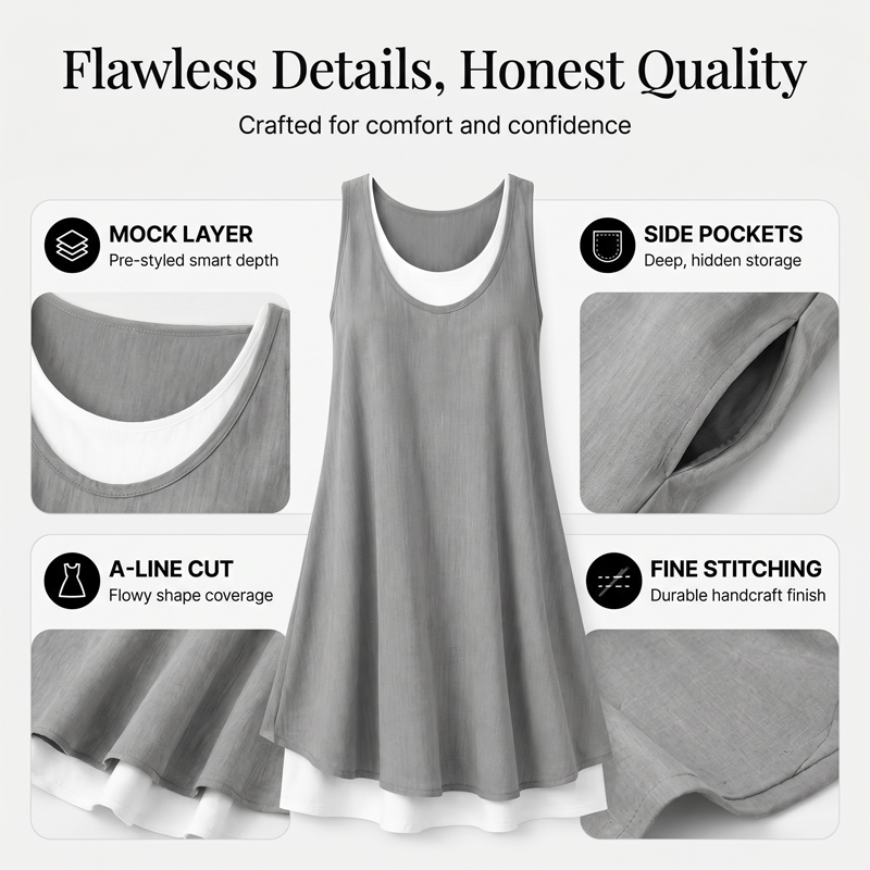 Vestido sem mangas de duas peças para mulher