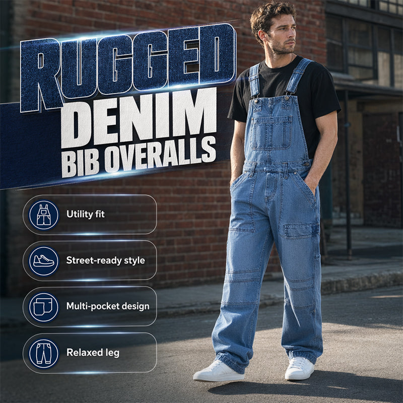 👖 Macacão Jeans Masculino Casual – Conforto, Bolsos Práticos e Estilo Vintage Durável