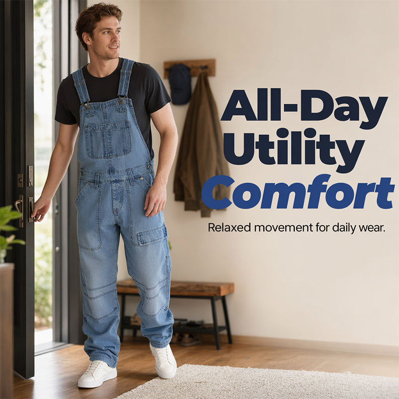 👖 Macacão Jeans Masculino Casual – Conforto, Bolsos Práticos e Estilo Vintage Durável