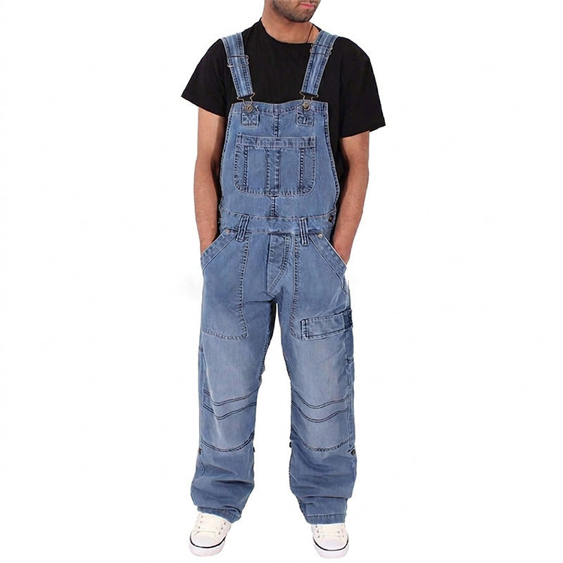 👖 Macacão Jeans Masculino Casual – Conforto, Bolsos Práticos e Estilo Vintage Durável