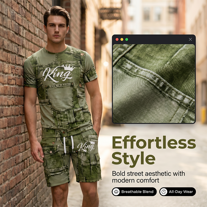 🔥👕 Conjunto Masculino 2 Peças Estilo Jeans – Moderno, Confortável e Perfeito para o Verão