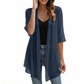 Casaco leve de chiffon com abertura frontal para mulher