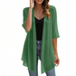 Casaco leve de chiffon com abertura frontal para mulher