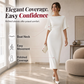 💃✨Vestido elegante de decote em barco e mangas esvoaçantes para mulher – Corte lisonjeador, ideal tanto para o escritório como para a noite 💕