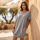 Vestido-camisola com decote em V para mulher, tamanho grande
