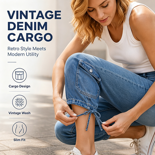 👖 Calça capri cargo vintage com bainha ajustável por cordão – Bolsos funcionais e estilo descontraído para os dias na cidade