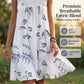 Vestido feminino sem mangas, com gola redonda e estampa