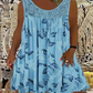 Vestido feminino sem mangas, com gola redonda e estampa