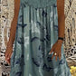 Vestido feminino sem mangas, com gola redonda e estampa