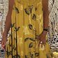 Vestido feminino sem mangas, com gola redonda e estampa