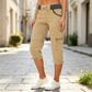 Calças Capri Cargo de Cintura Alta para Mulher