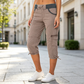 Calças Capri Cargo de Cintura Alta para Mulher