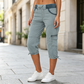 Calças Capri Cargo de Cintura Alta para Mulher