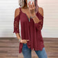 ✨👚Top feminino de renda com ombros à mostra e fecho de correr