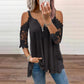 ✨👚Top feminino de renda com ombros à mostra e fecho de correr
