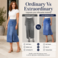 ✨🛍️Novidade - Saia envolvente em ganga vintage – Fecho ajustável com laço lateral e comprimento midi versátil, ideal para usar tanto de dia como à noite