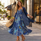 ⭐👗 Conjunto de vestido maxi floral e casaco de malha – Patchwork de renda e saia esvoaçante para uma elegância natural ✨