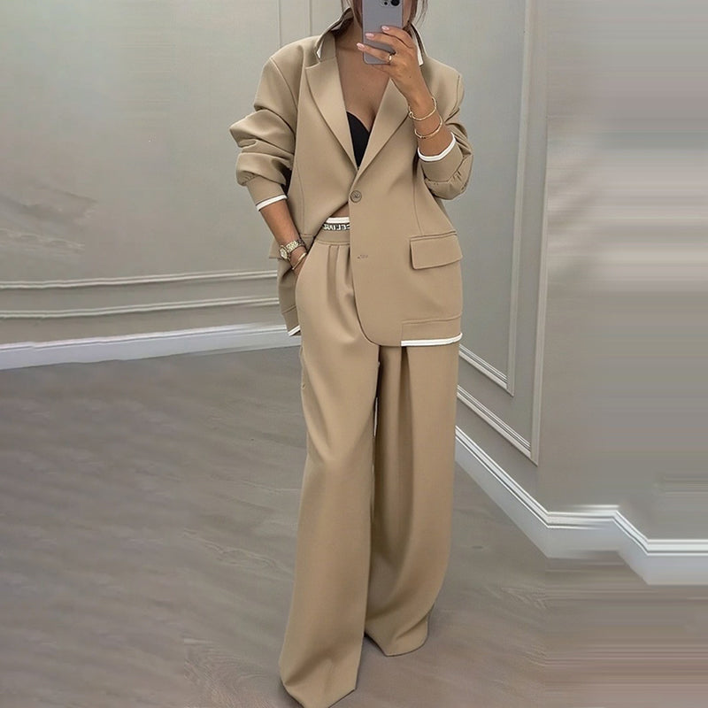 ✨🛍️Novidade - Fato com blazer e calças largas – Linhas simples e conforto arejado para um look confiante durante todo o dia