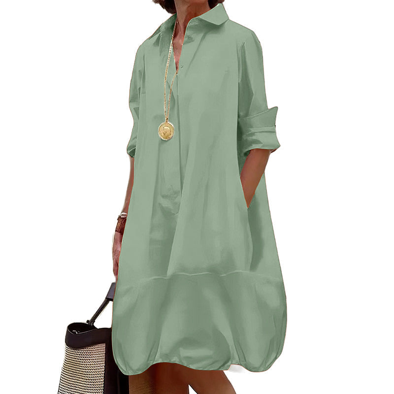 ✨👗Vestido-camisa casual de botões para mulher