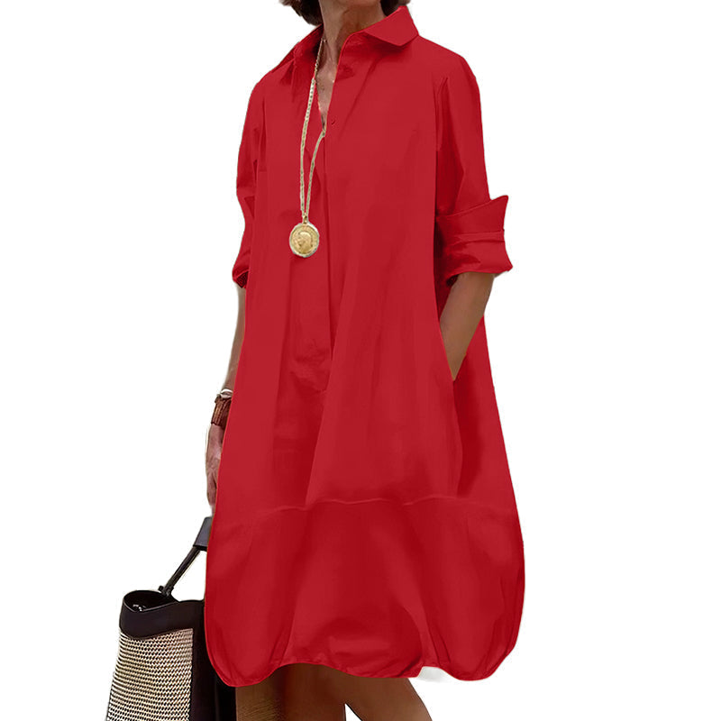 ✨👗Vestido-camisa casual de botões para mulher