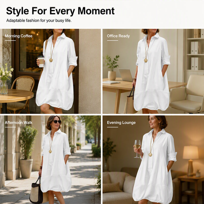 ✨👗Vestido-camisa casual de botões para mulher