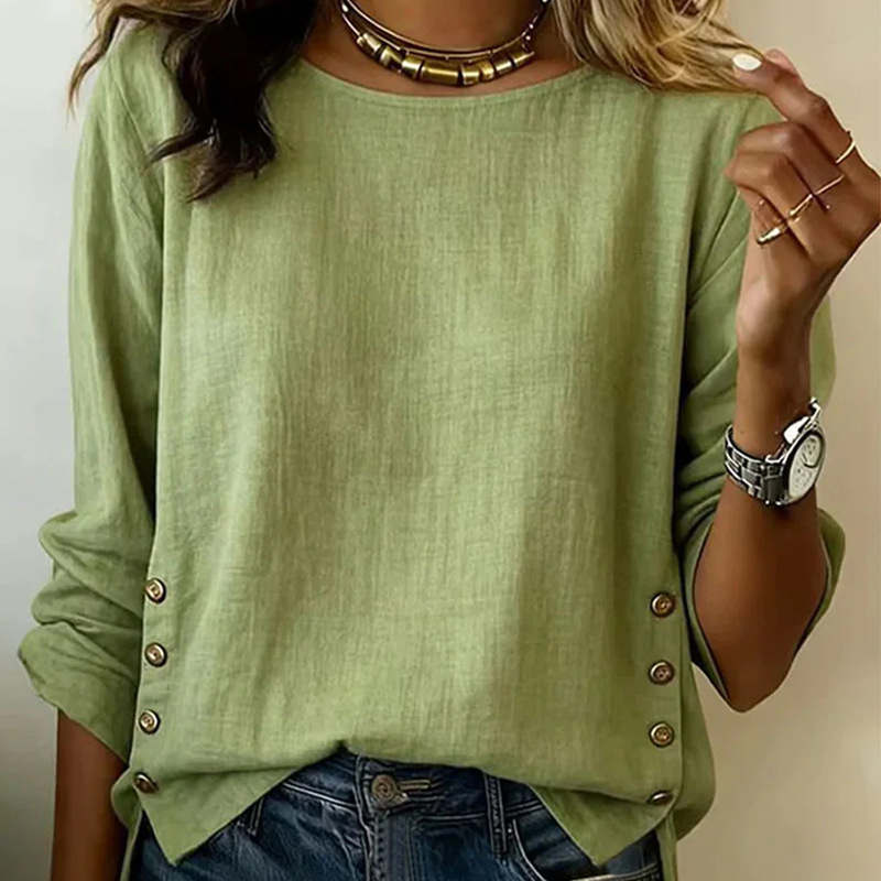 ✨🛍️Fresh Drop - Top de linho de corte descontraído – Conforto arejado e estilo clássico para dias casuais 🍃